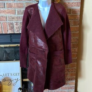 NWT WD NY Maroon Cardigan Sweater
